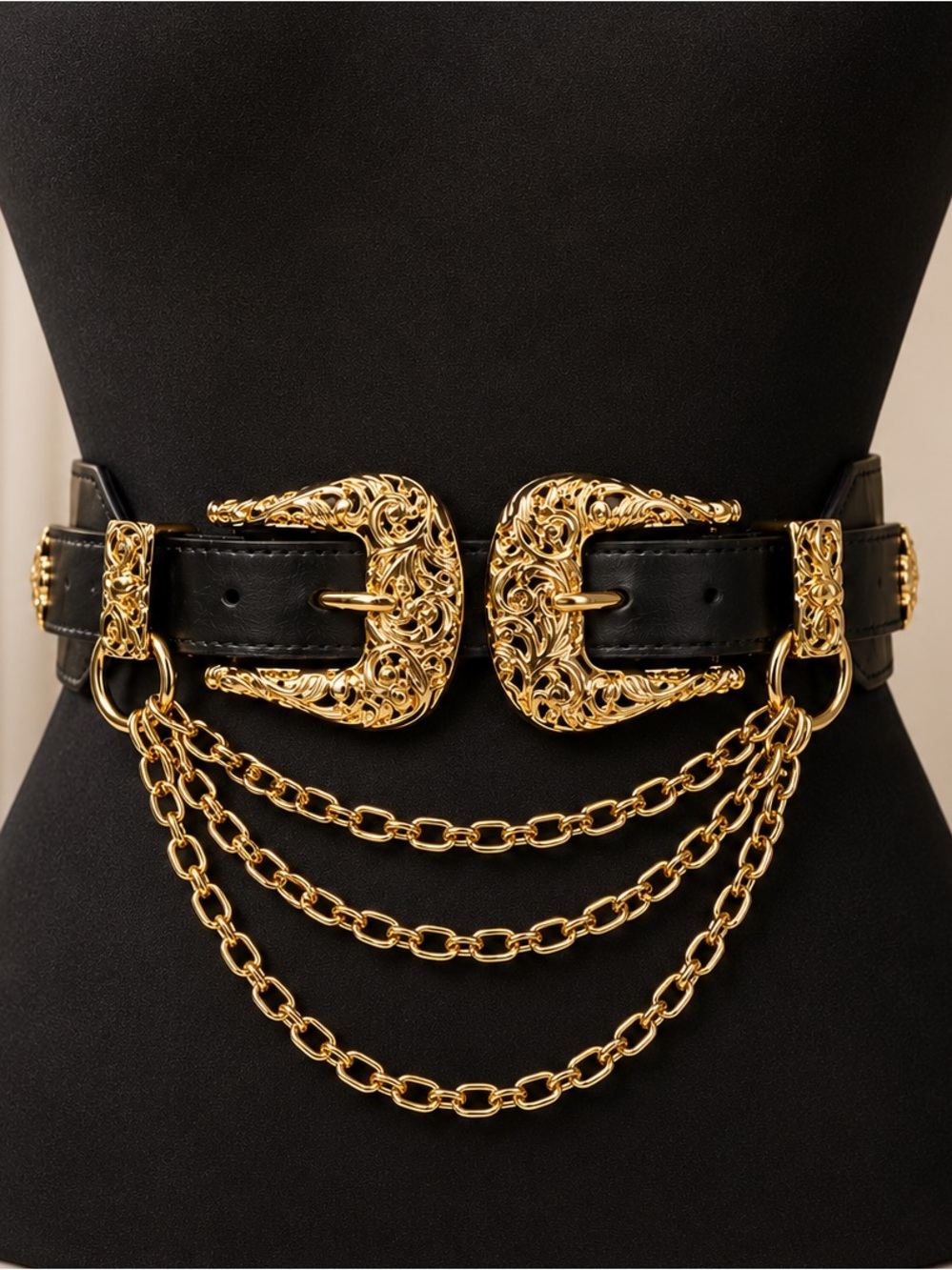 ✨ Leather & Elastic Waist Belt | Gold Alloy Buckle, Hidden Snap Closure